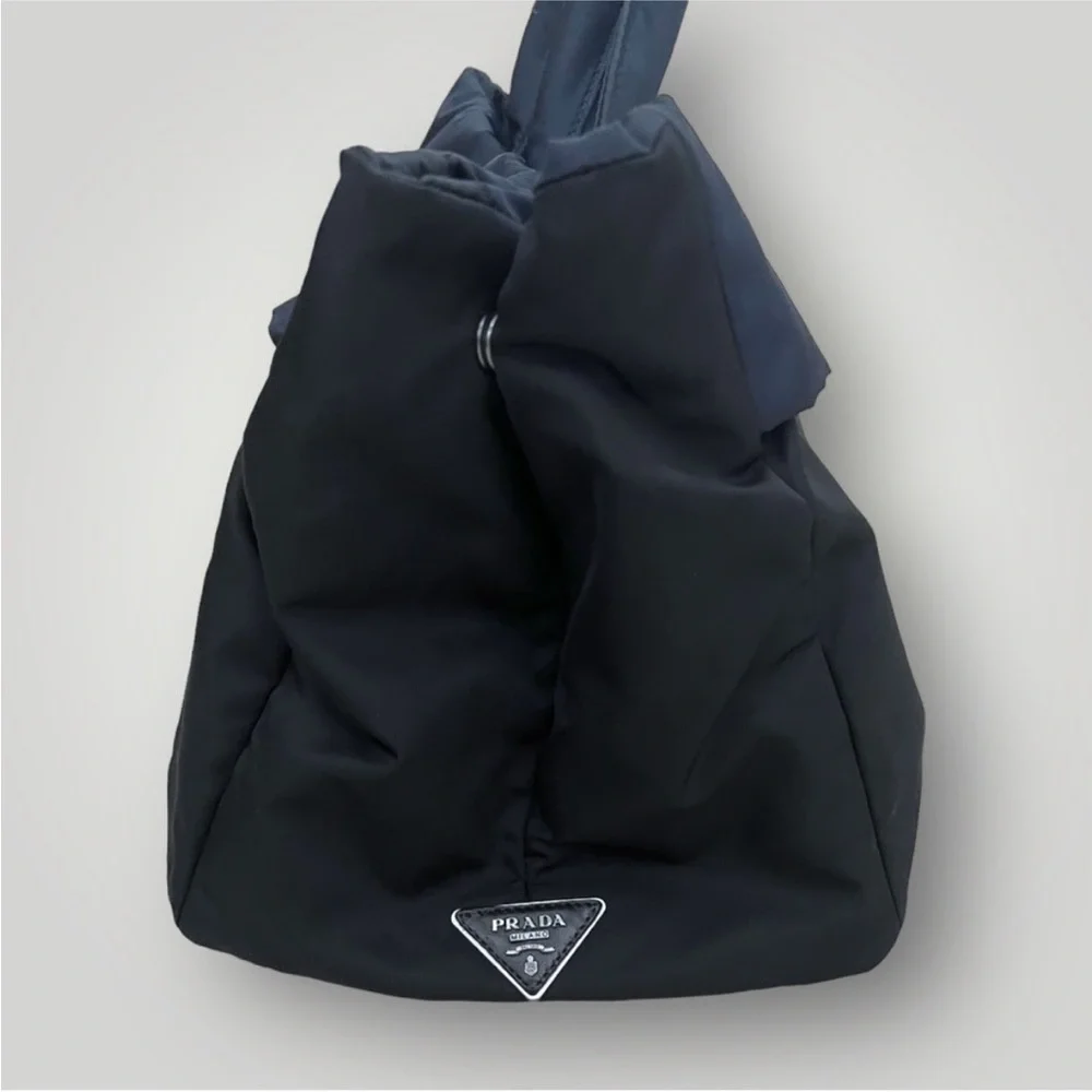 Auth Prada Tessuto Nylon Canapa Bag Large